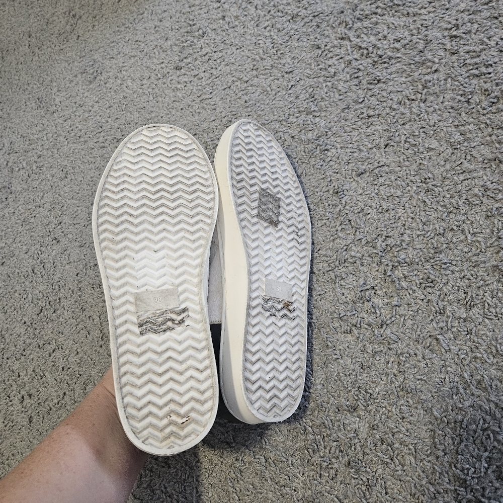 Free People B&W Pony Hair & Leather Slip on Shoes 38 Flaw - Picture 7 of 9